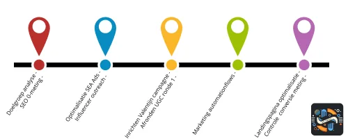 en visuele roadmap van een marketingplan met duidelijke actiepunten.