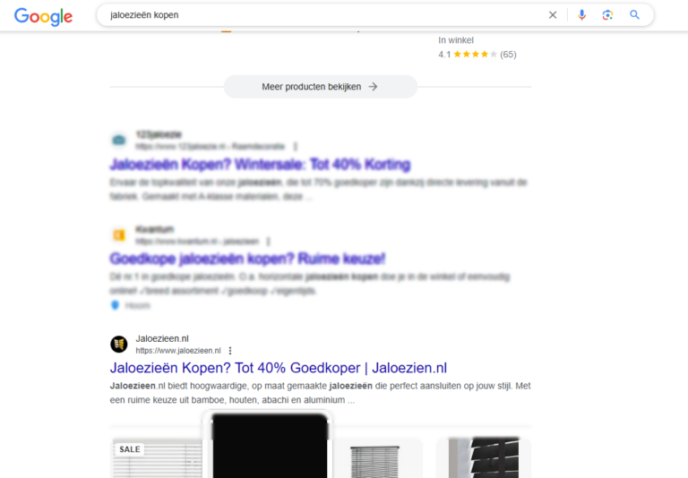 Zoekmachine optimalisatie voor Jaloezieën.nl
