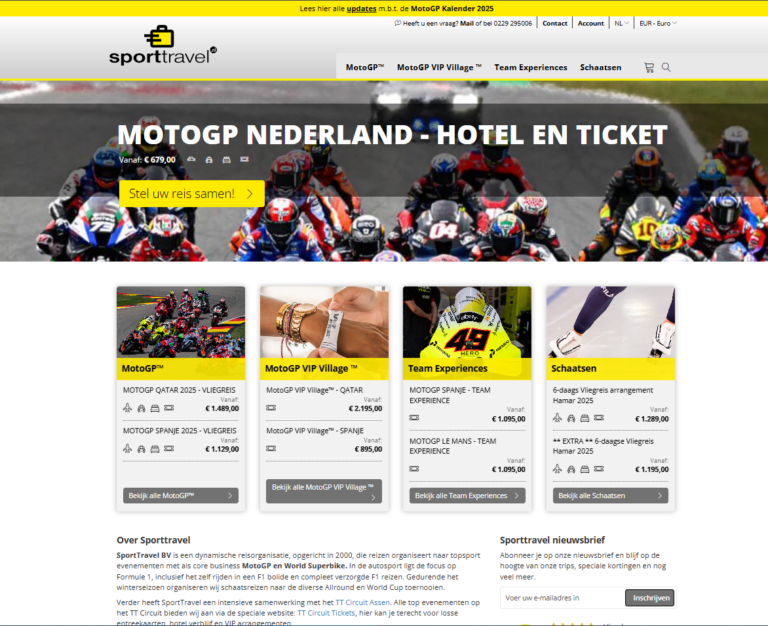 Sporttravel webshop onder begeleiding van Sijhtam marketing service